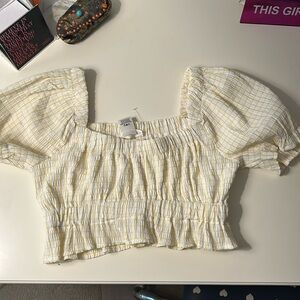 Small yellow and white striped cropped top